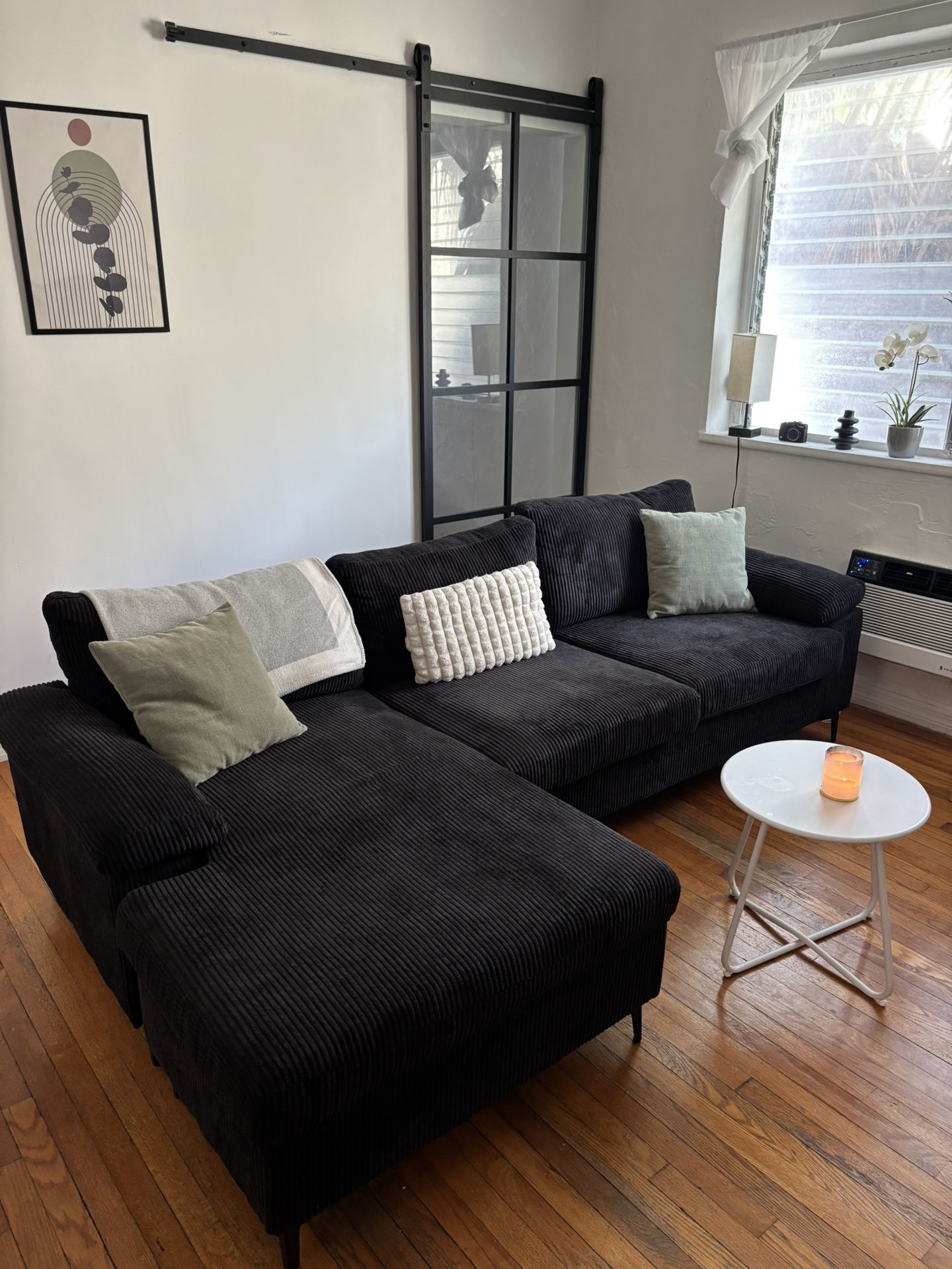 Black Sofa With Arm Rest - LIKE NEW! OBO