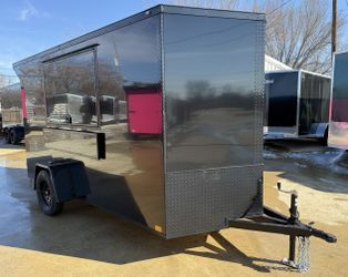2026 New 6x12 SA Screwless Vending Enclosed Trailer | Blackout | Spoiler Package | El Paso | 1024 (Black)