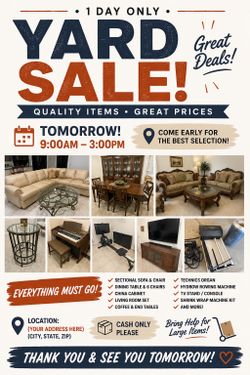 Moving Sale – Furniture, Electronics, Gym Equipment & More!