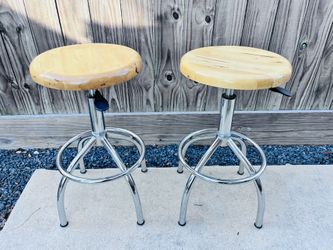 Like New MDI High Pressure Wood/Stainless Steel Barstools Set Of 2