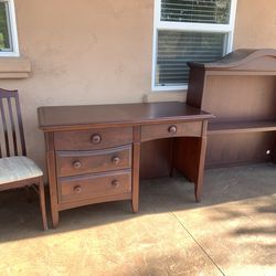 Desk with chair and bookcase
