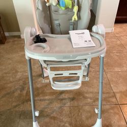 SnuggleBug - 2-in-1 Swing and High Chair, Adjustable Reclining Seat, Height and Feeding Tray
