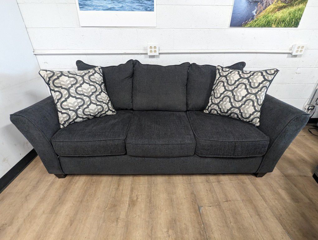 Contemporary Charcoal Couch With Throw Pillows ~Free Delivery~