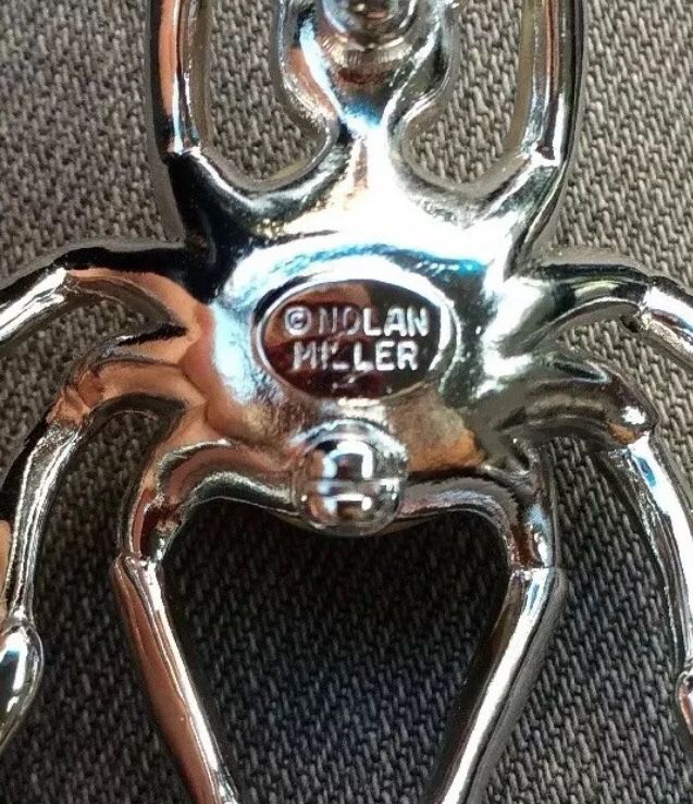 Nolan Miller Spider Brooch Vintage Clear Crystals Fresh Water