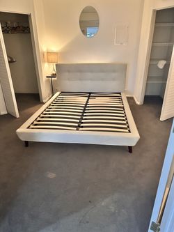 Queen Upholstered Bed Frame (No mattress)