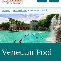 4 Venetian Pool Tickets - Memorial Day Only