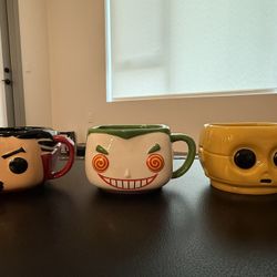 3 Funko Exclusive Ceramic Mugs - Doctor Strange, The Joker, and C-3PO