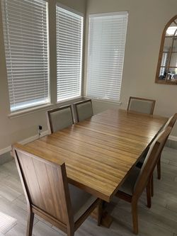 Wood Dining Table with 6 Chairs