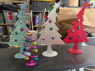 Glitter Christmas Tree Tabletop Decorations Set of 3