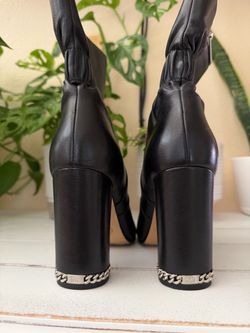 Michael Kors Black Leather Block Heel Boots