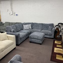 Grey Corduroy Sectional
