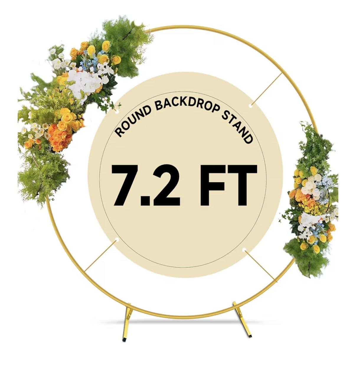 7.2ft Round Backdrop Stand, Balloon Arch Stand,Metal Circle Wedding Arch Frame (Brand New)