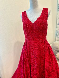 Red ball gown with crystals