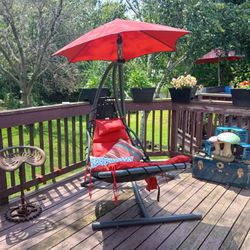 Swing Chaise Patio Lounger W/ Umbrella