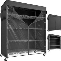 45Wx17.72Dx72.83H. Shelving with wheels and cover. 