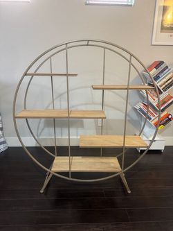 Round Metal and Wood Decorative Shelf