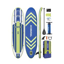 Homech Inflatable Stand Up Paddle Board 10’10 × 32” × 6” All Round iSUP Paddleboarding with Dual Chamber Hand Pump for SUP Racing Touring Fishing Wate