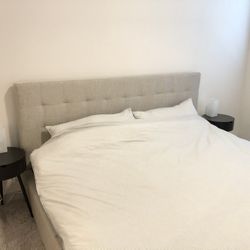 West Elm Emmett West Elm Storage Bed (King) + Mattress + Mitzi Nightstands