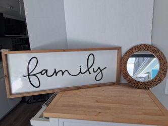 Cork mirror black white metal family picture home decor