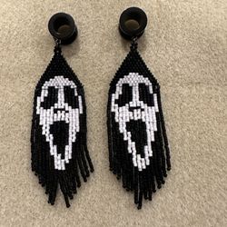 Beaded Scream Gauge Earrings 