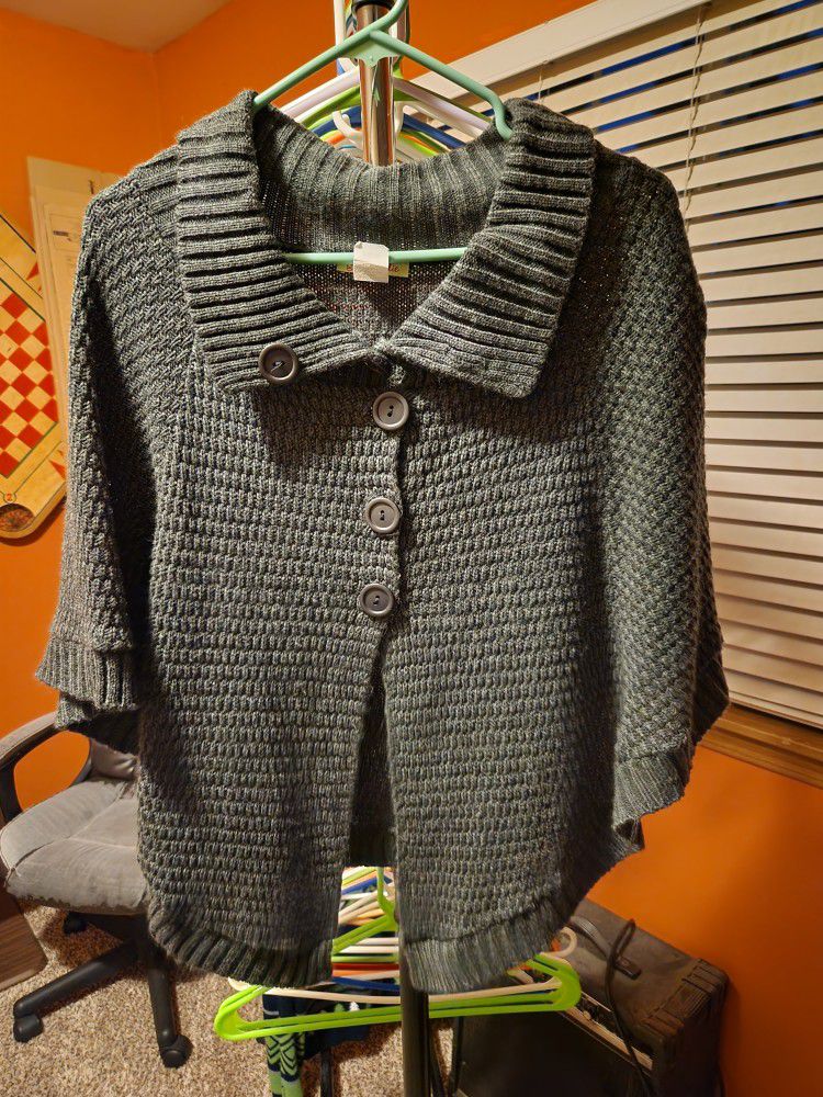 Women's Grey Sweater Poncho