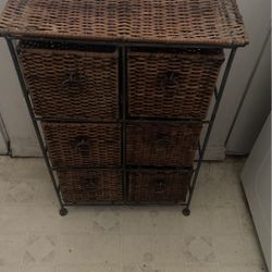 6 Drawer Wicker Storage Container