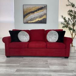 Red Microfiber Sofa 