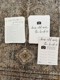 Bridal Shower Game Cards