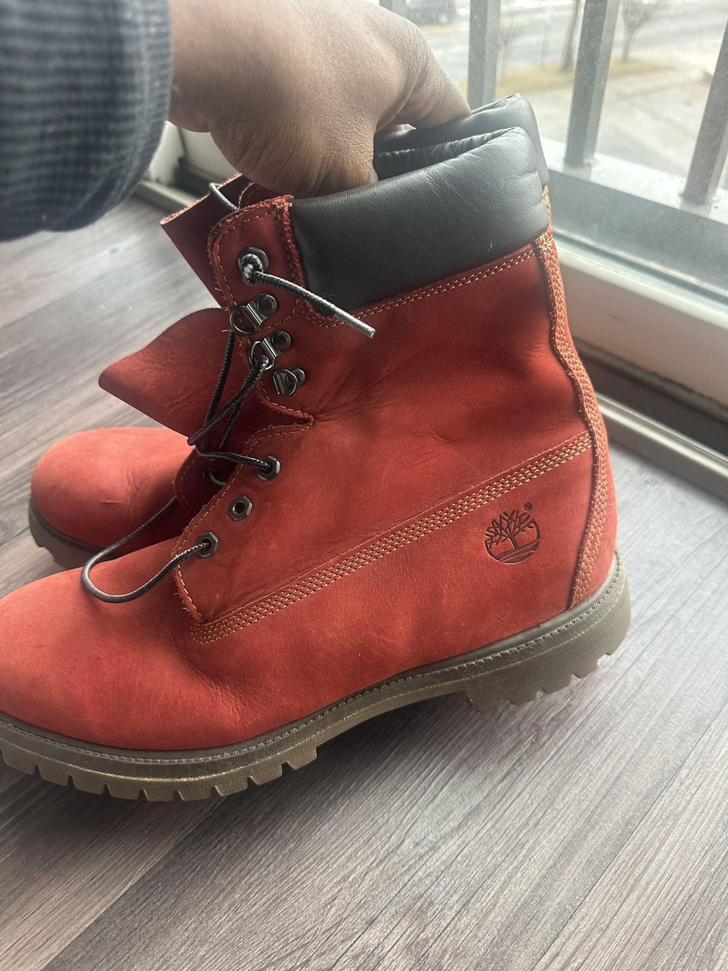 Timberland Red and Brown Leather Boots (Rare) clean Rare Timberland 6 Inch Reptile Print Embossed Leather Boots  main image 4
