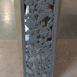 Vintage Carved Wood Leaf Panel Decorative Wall Mirror Rustic Home Decor Art
