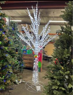Home Accents Holiday 8 ft. Giant-Sized Bare Branch White LED Tree Holiday Yard Decoration
