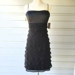 S. L. Fashions Ruffle Tiered Cocktail Party Dancing Black Dress NWT 12