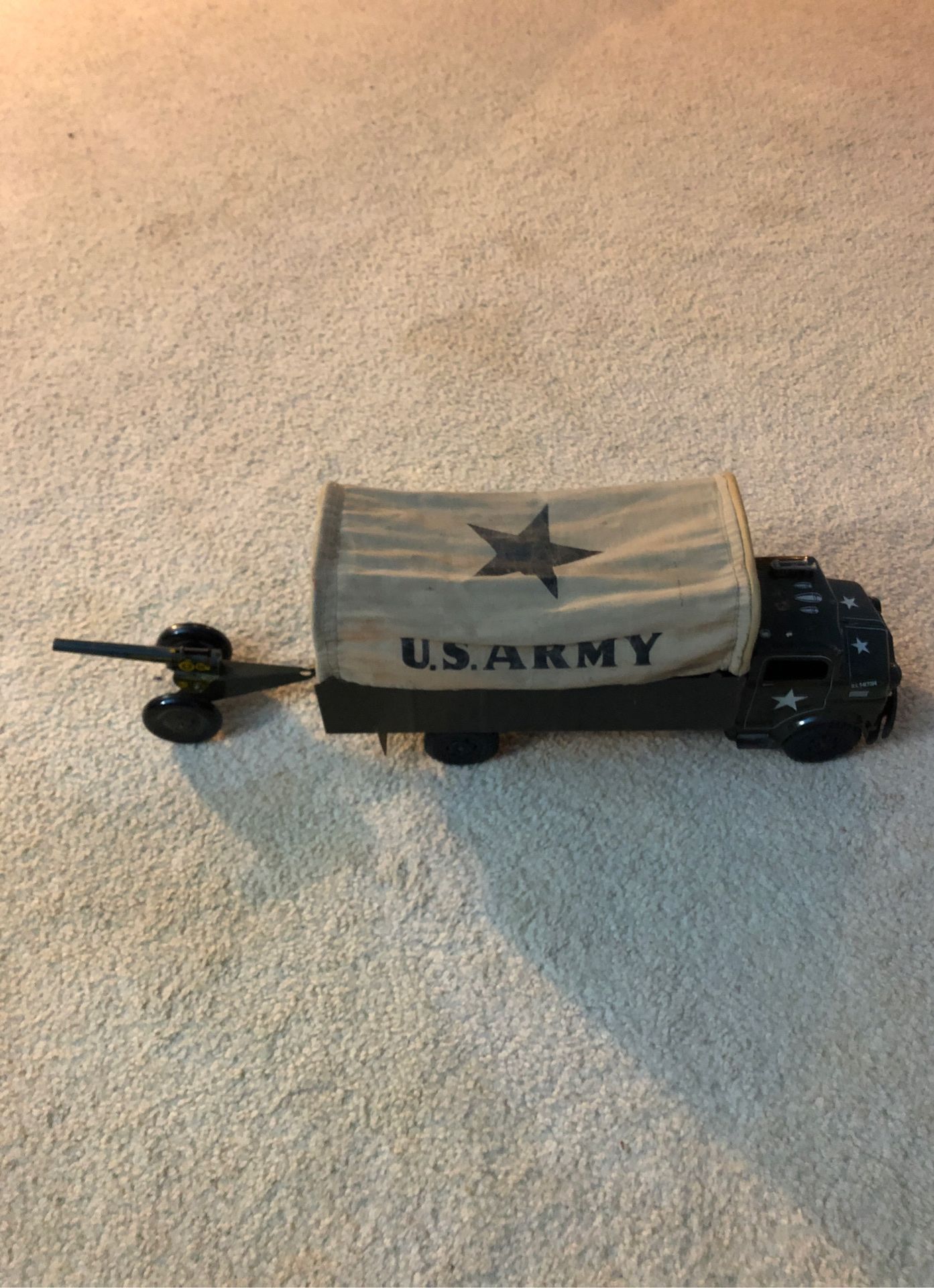 U s army toy truck with cannon