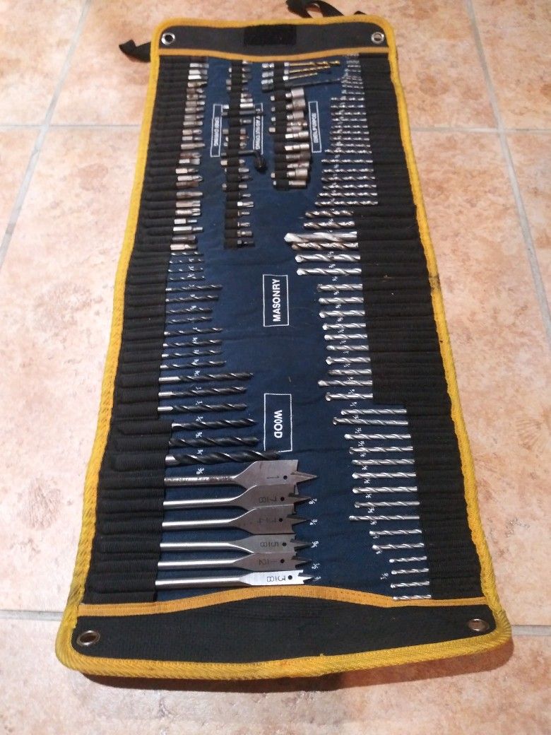 Vintage Ryobi Roll Up Drill Bit And Attachment Set 155 Pieces Including Roll Up Bag