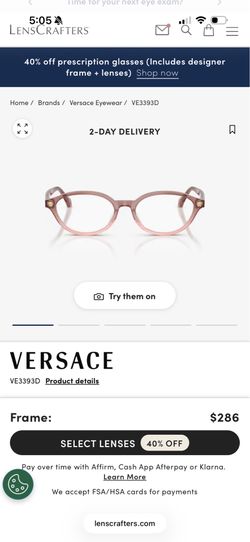 Versace VE3393D Pink Eyeglasses Frame Brand New