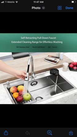 Stainless Steel Kitchen Sink with Pull-Down Faucet