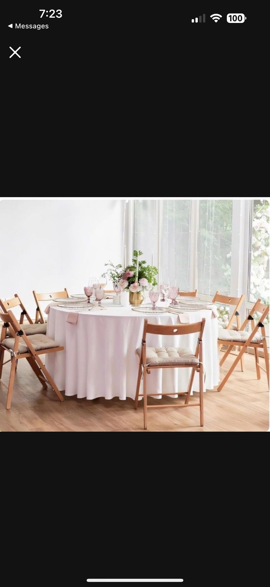 24 120” White Circle Table Clothes 