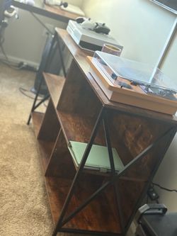 Walnut entertainment stand with optional book shelf & shoe rack
