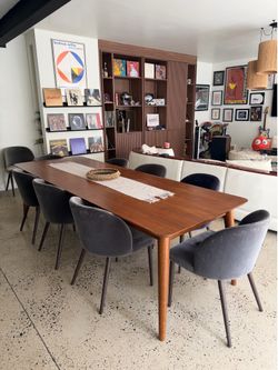 Amazing Crate & Barrel Walnut Extendable Dining Table + 10 Chairs