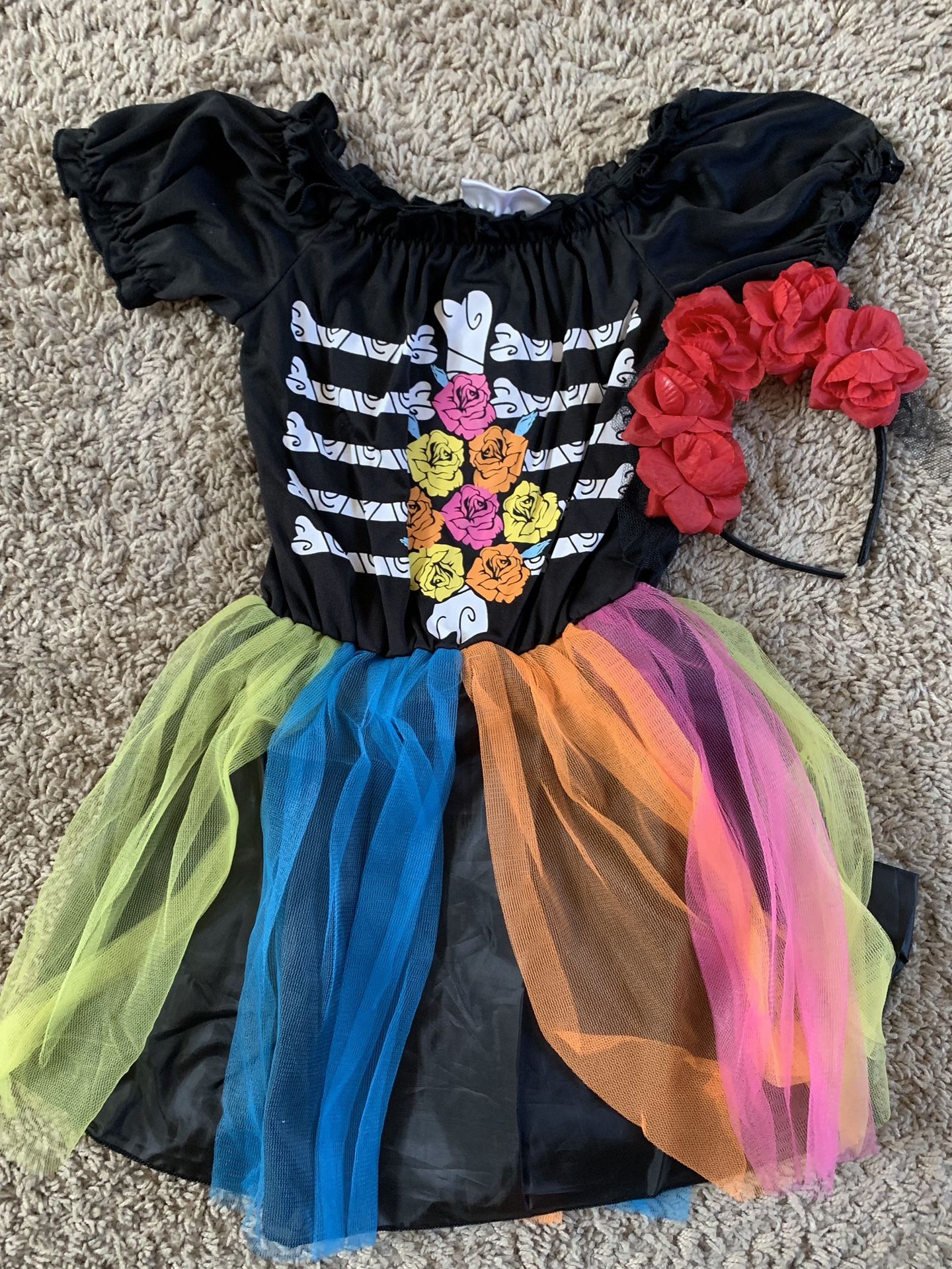 Skeleton Dia De Los Muertos Kids Costume Dress