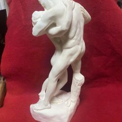 12 Inch Alabaster Greek Man & Woman In Love Statue Imported From Greece