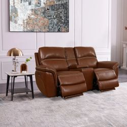 Leather Power Reclining Loveseat with Power Headrests