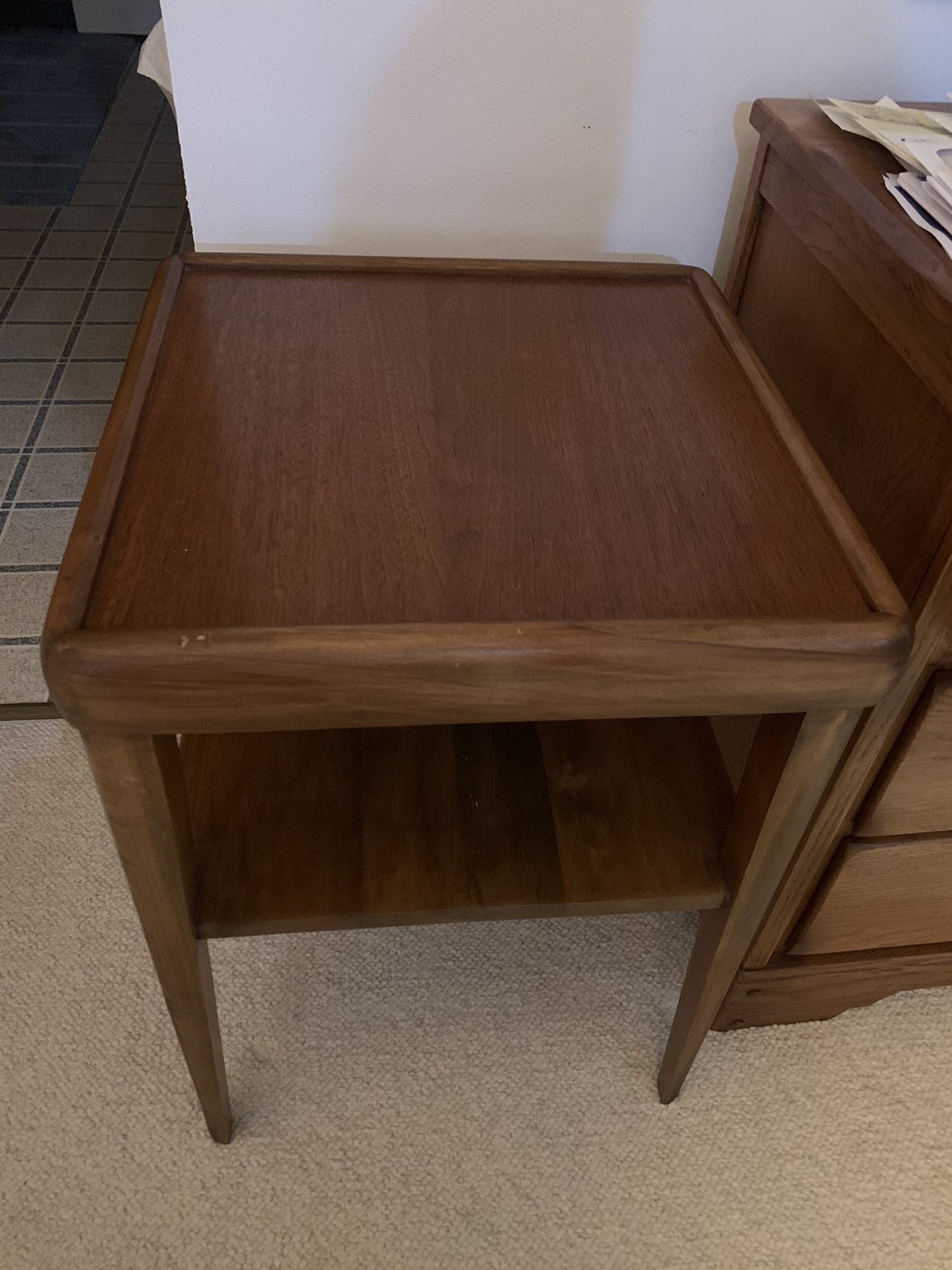 Solid wood Table w/shelf…17.3/4”x17.3/4” Square..25.1/2”High
