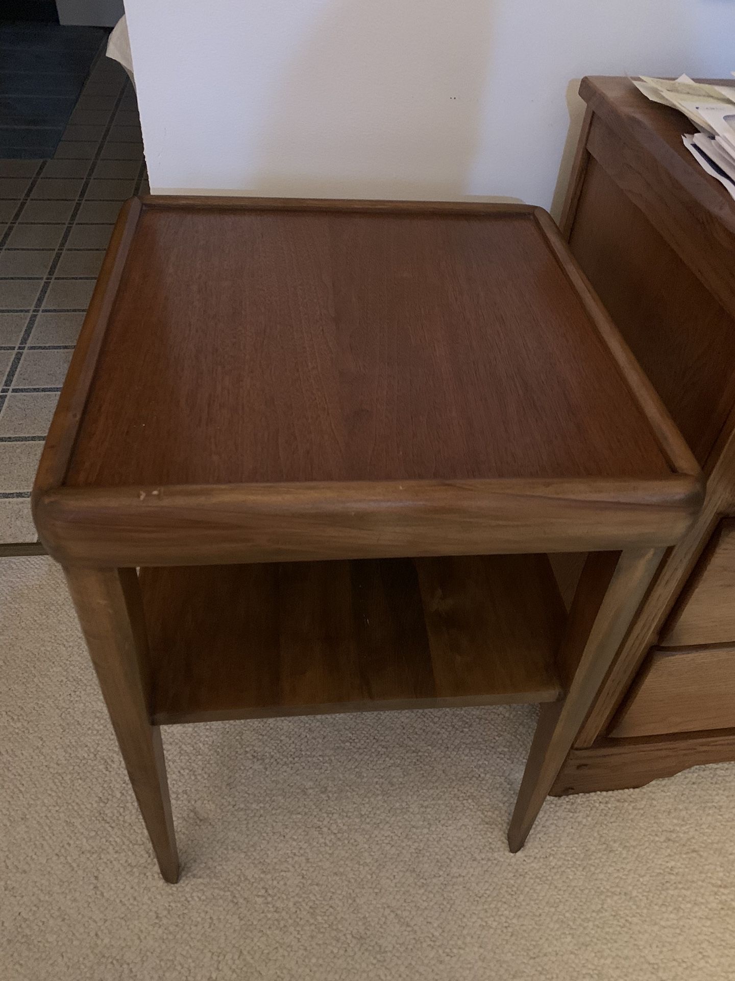 Solid wood Table w/shelf…17.3/4”x17.3/4” Square..25.1/2”High