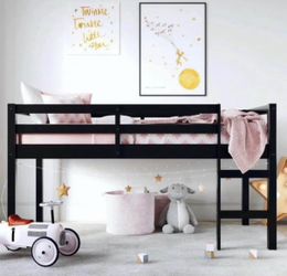 Wood Twin Loft Bed in Black