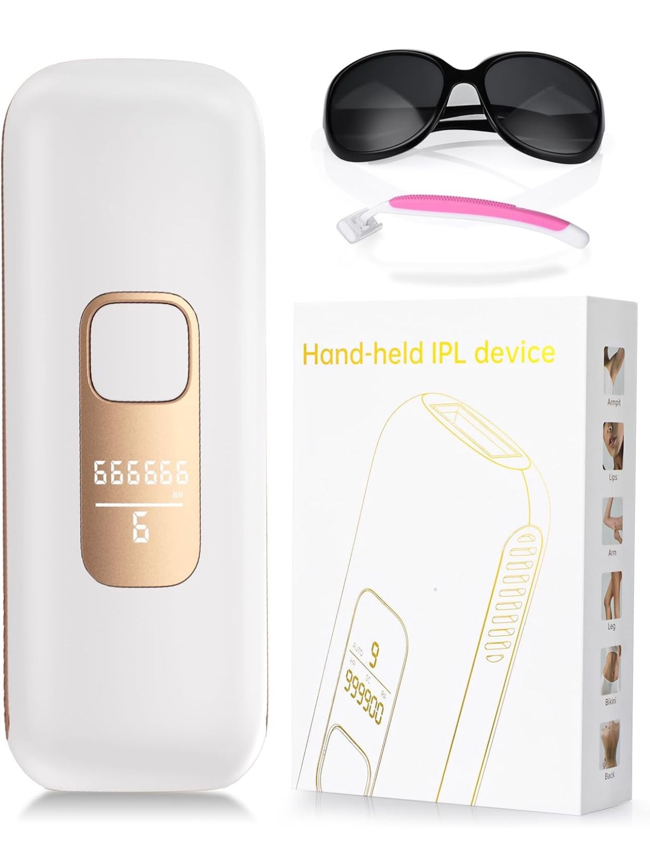 Aopvui Laser Hair Removal, 3-in-1 Upgraded 999,900 Flashes IPL Permanent Hair Removal Device for Women Men, at-Home Hair Remover Epilators for Face Ar