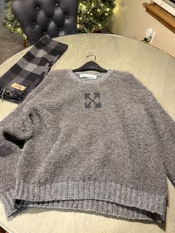 Off White Mohair Knit Sweater Oversized 