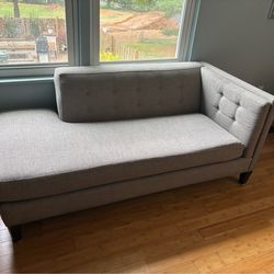 Gray Tufted Loveseat Set | Left & Right Facing | Mid-Century Modern | Great Condition