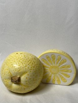 Vintage Lemon Slice Ceramic Salt & Pepper Shakers Set Cottage Core Kitchen Decor