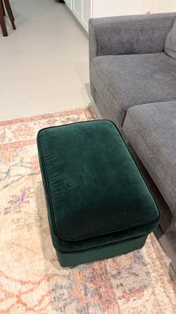 IKEA STRANDMON Ottoman – Djuparp Dark Green Velvet – Excellent Condition